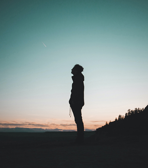 person and sunset
